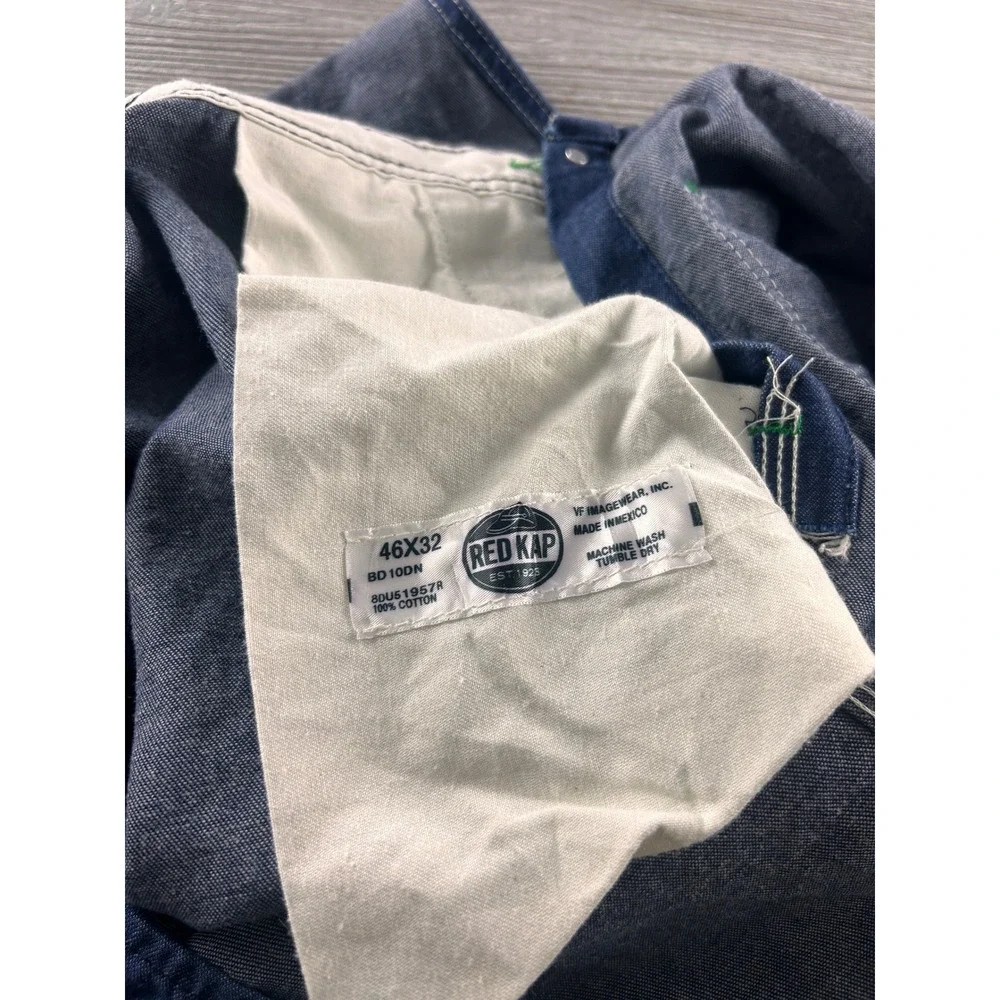 Red Kap Mens Blue Denim Bib‎ Overalls Workwear Carpenter Pants Indigo 46 x 31